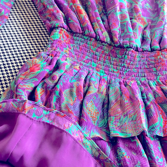 NWT Boho Ramy Brook Chiffon Dresses Rosanna Printed Long-Sleeve Mini Dress - Picture 7 of 10